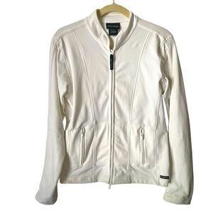 Vintage 90s Athleta White Full‎ Zip Yoga Workout Jacket M